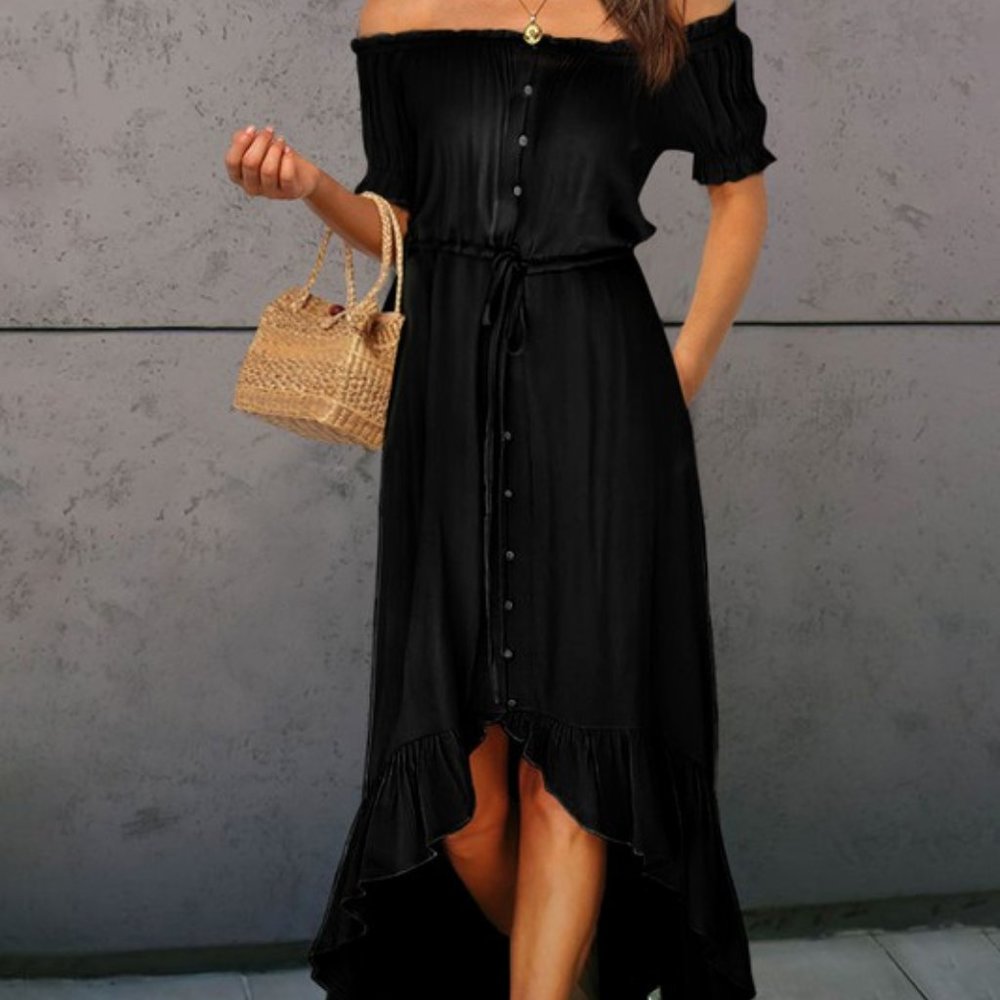 SWEET BOHEMIAN FLARE DRESS-BLACK - Picture 4 of 4